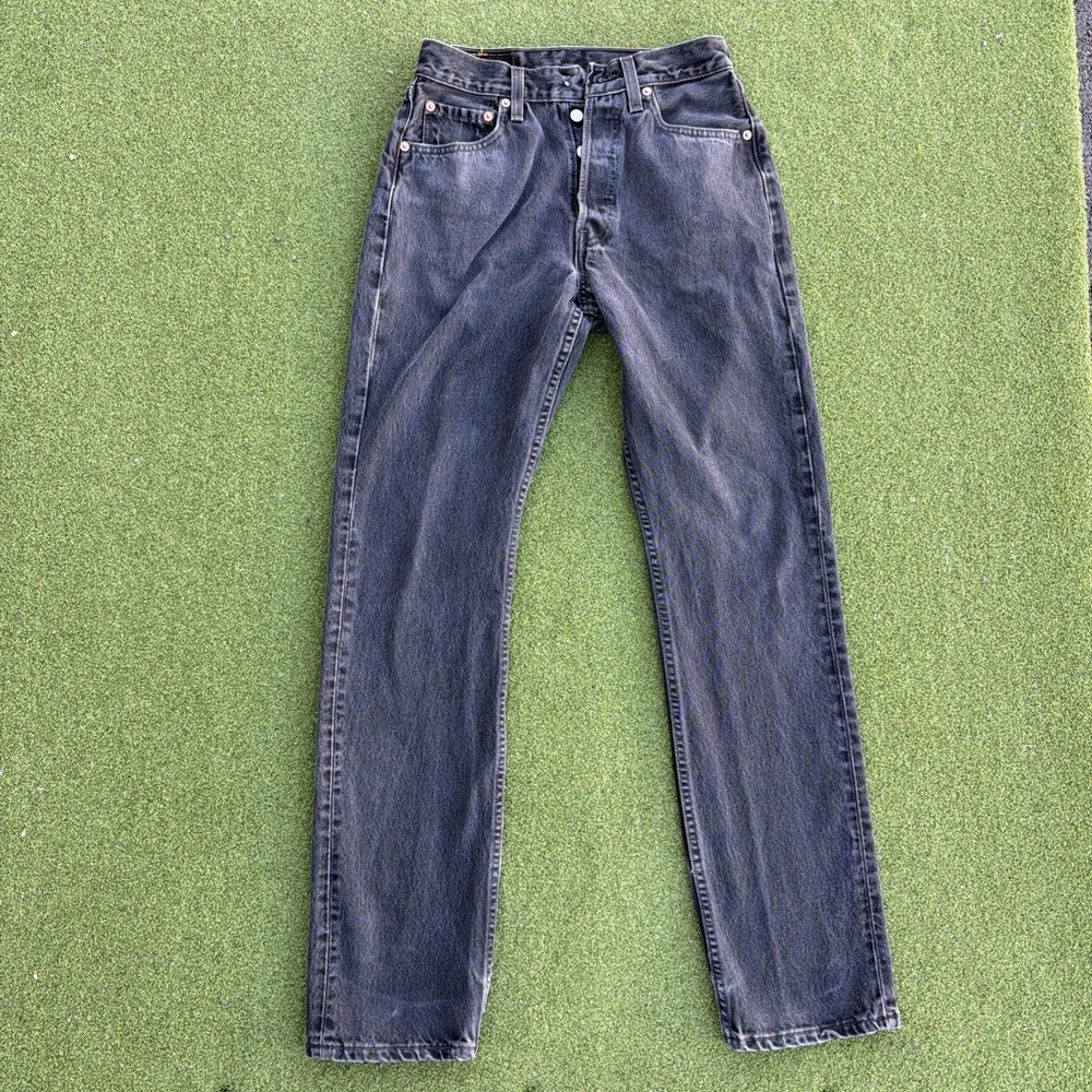 VTG 1998 LEVI'S 501 WOMENS BLACK DENIM JEANS SIZE 26 (28/32) MADE IN USA FLAW!!!